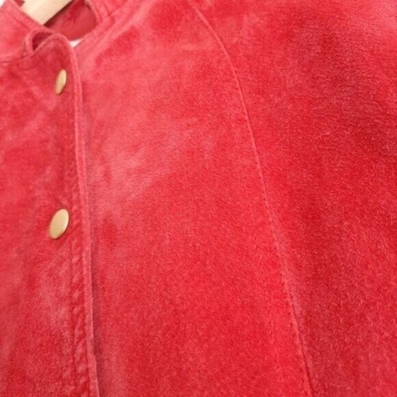 DAVID BROOKS Genuine Suede Leather Jacket Red Sz M Petite - Picture 6 of 15
